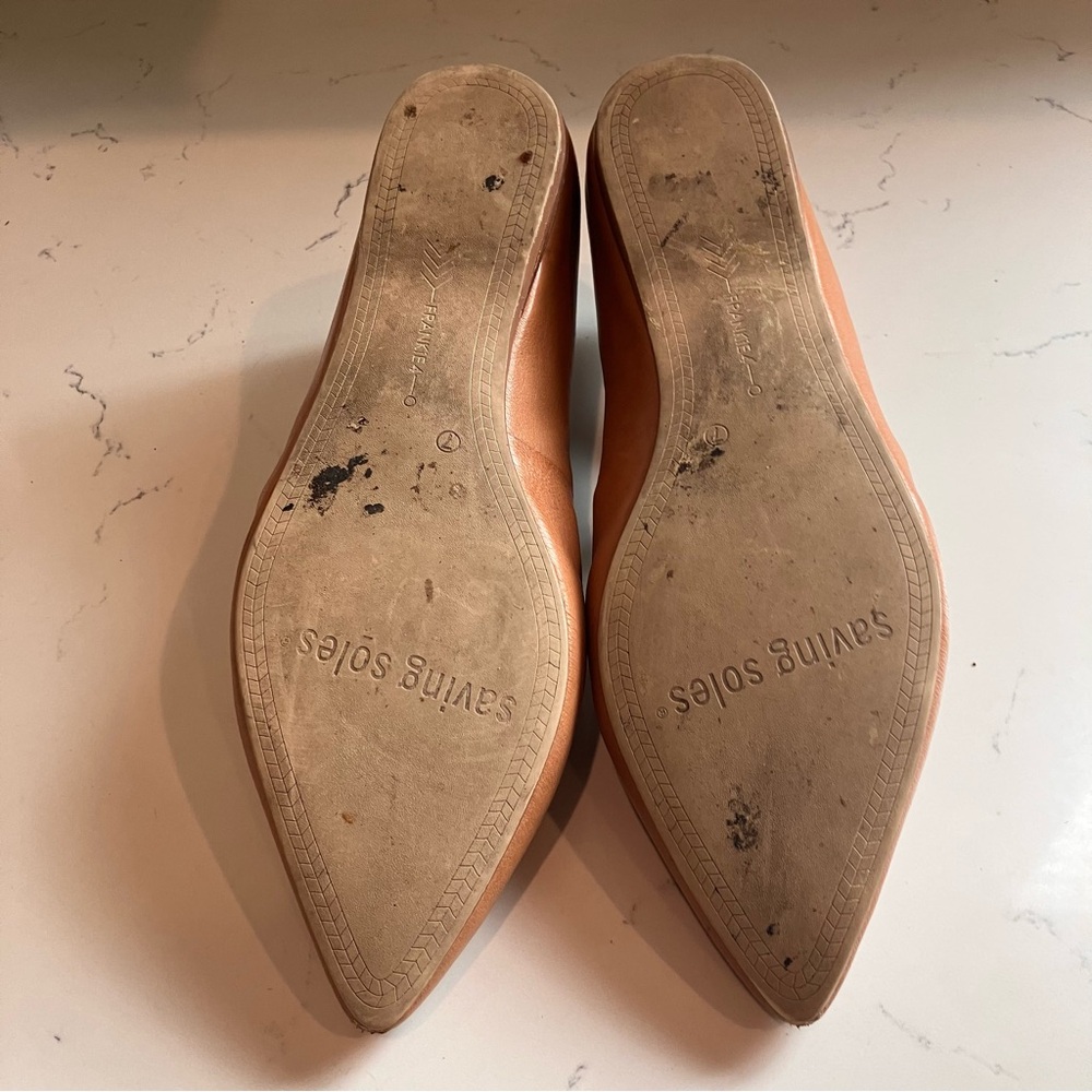 FRANKIE4 Poppy Leather Dress Flats Size 7 Tan Orthotic Slip-on Comfort Shoes - Picture 8 of 11